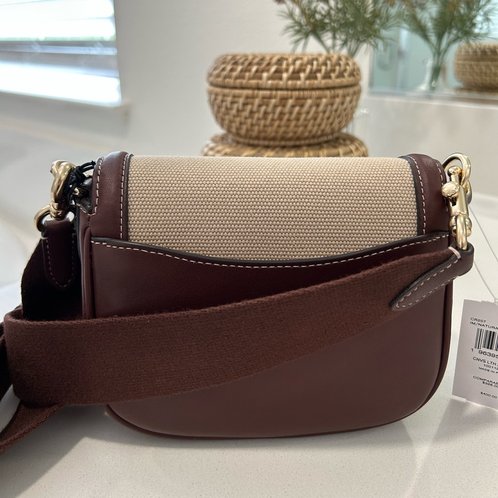Coach Canvas Leather Small Saddle Crossbody Bag NWT - Picture 3 of 4